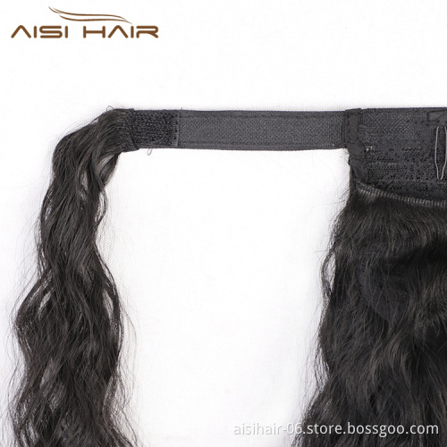 Aisi Hair Best Quality Afro Curly Kinky Black Color Sexy Ponytail For Black Women Drawstring Synthetic Ponytail Hair Extension